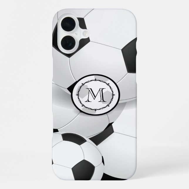 Coque iPhone Balle de soccer Monogramme (Verso)