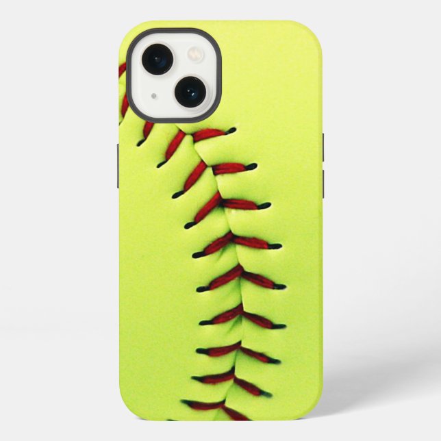 Coque iPhone Balle de softball jaune (Verso)