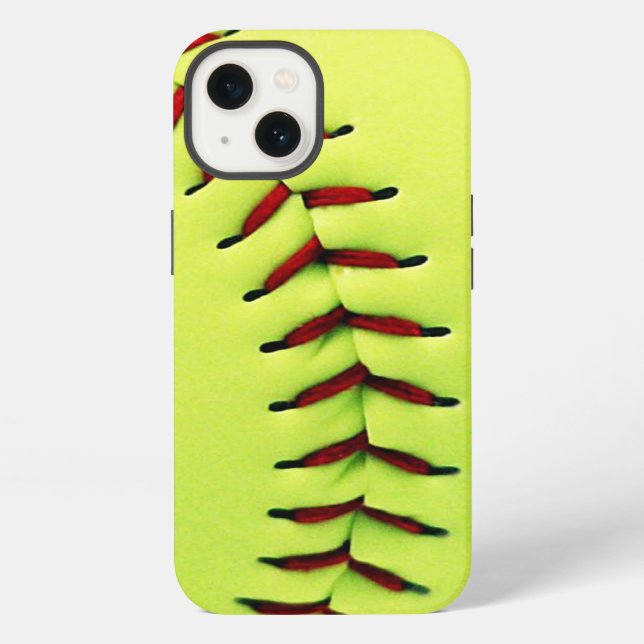 Coque iPhone Balle de softball jaune (Verso)