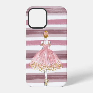 Coque iPhone 12 Pro Ballerine Belle Pastel Rose Rayures