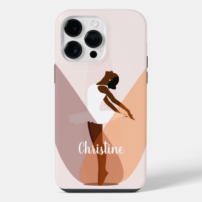 Coque iPhone Ballerine noire danseuse de ballet rose clair Case (Verso)