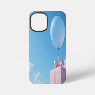 Coque iPhone 12 Mini ballon avec cadeau dans le ciel bleu
