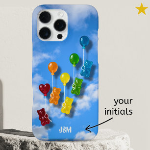 Coque iPhone 16 Pro Max Ballon Ourson Gummy Arc-en-Ciel Personnalisé