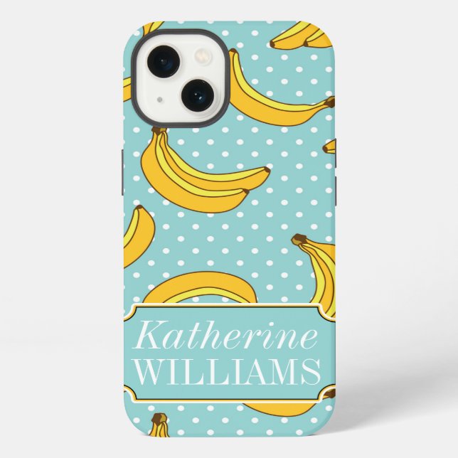 Coque iPhone Bananes Et Points Polk | Ajouter Votre Nom (Verso)