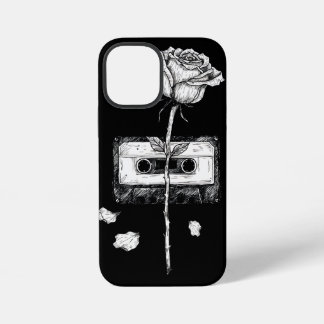 Coque iPhone 12 Mini Bande Cassette Vintage Rose en Fleur Esthétique