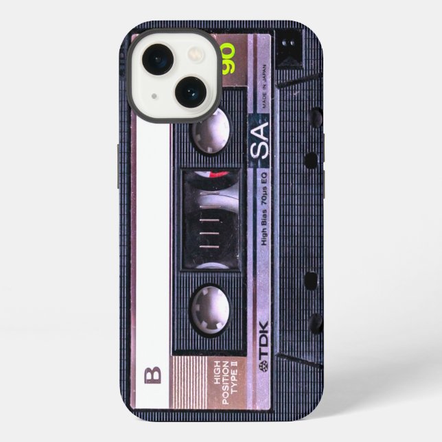 Coque iPhone Bande de cassette noire (Verso)