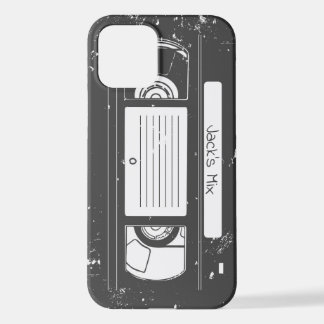 Coque iPhone 12 Bande de cassette rétro -80s Vintage Nom personnal