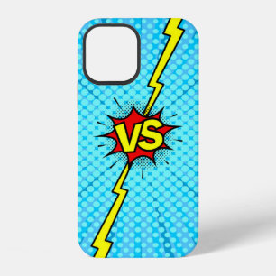 Coque iPhone 12 Bande dessinée versus arrière-plan, style pop-art
