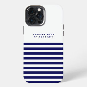 Etui iPhone 13 Pro Max Bande Nautique Marine Bleu tendance Stylish 9 band