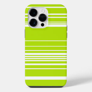 Coque Pour Pour iPhone 14 Pro Max Bandes complexes en vert citron et blanc