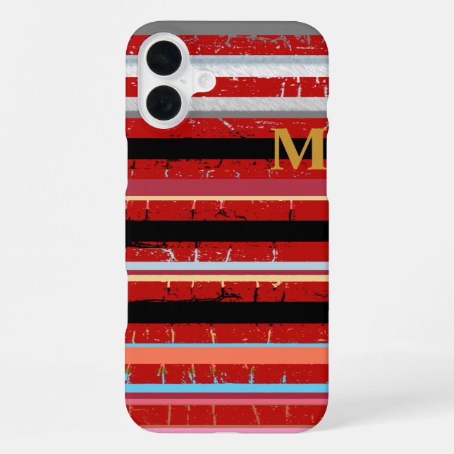 Coque iPhone Bandes cool avec initiale personnalisée (Verso)