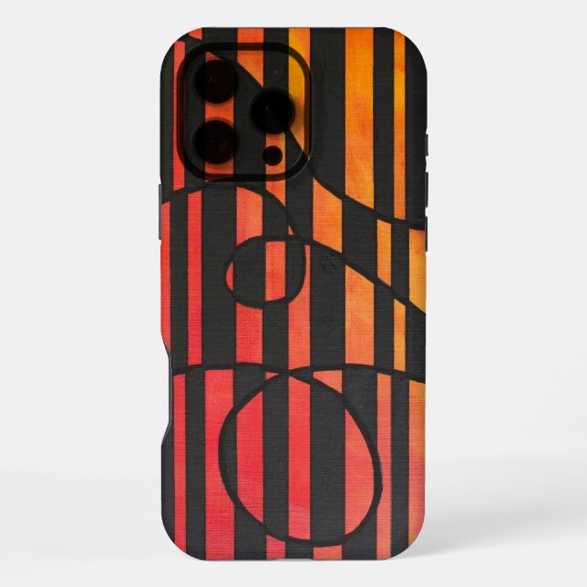 Coque iPhone Bandes de coucher de soleil abstrait avec des form (Verso)
