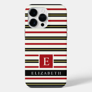 Coque Pour Pour iPhone 14 Pro Max Bandes de couleur blanche couleur rouge-or personn