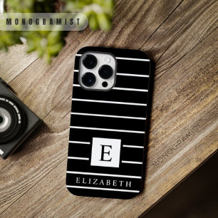 Coque Pour Pour iPhone 14 Pro Max Bandes De Couleur Noir Et Blanc Personnalisables