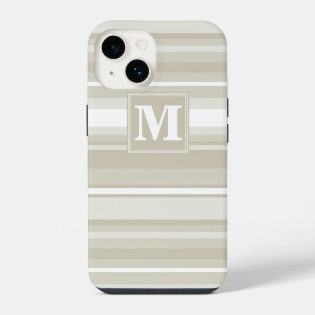 Coque iPhone Bandes de grès monogramme (Verso)