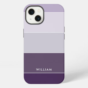 Etui iPhone 13 Bandes horizontales bloc de couleur violet gris