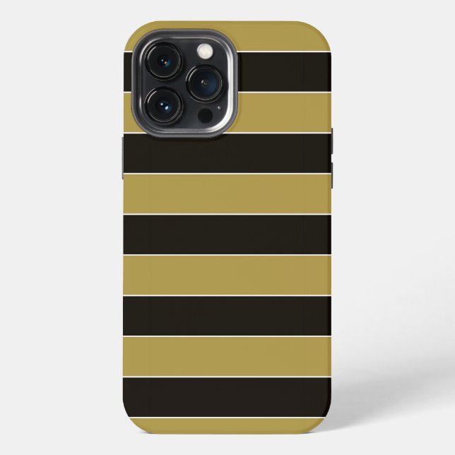Coque iPhone Bandes noires, dorées et blanches (Verso)