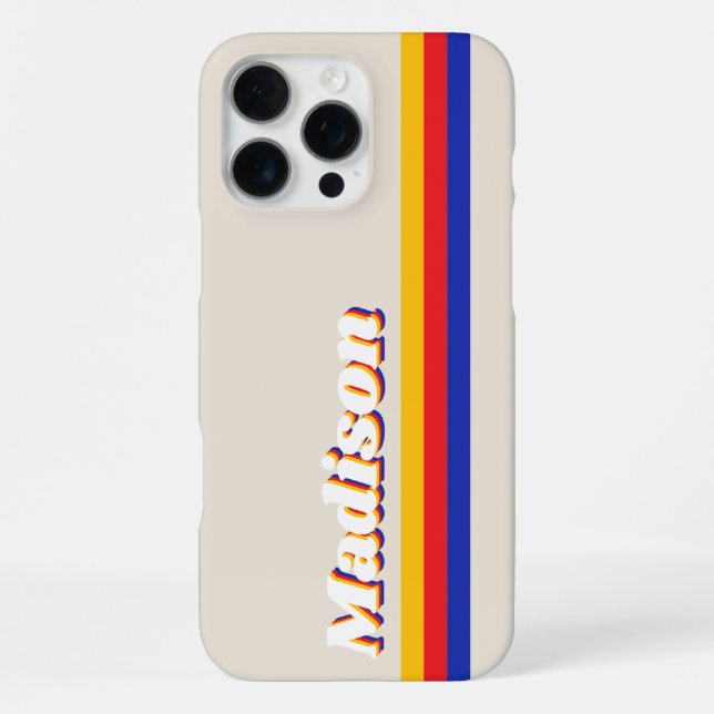 Coque iPhone Bandes rétro Monogrammes (Verso)