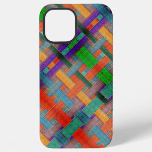 Coque iPhone 12 Pro Max Bandes rouges croisées de mamie, avec un aspect ti