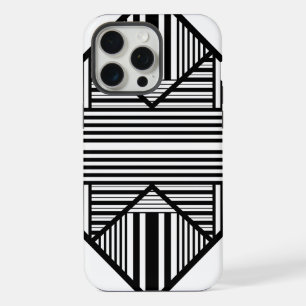 Coque iPhone 15 Pro Max Bandes triangulaires 2 en noir et blanc