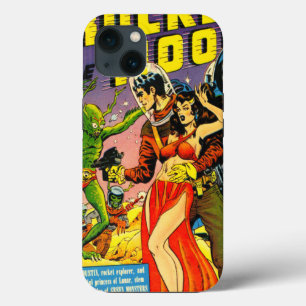 ETUI iPhone 13 BANDITÉ VERS LA LUNE CLASSIQUE BD SCI FI DES ANNÉE