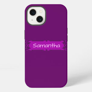 Etui iPhone 13 Bannière violette personnalisée au centre