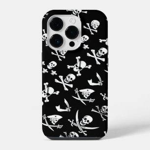 COQUE POUR iPhone 14 PLUS BANNIERES DE PIRATE NOIR CRÂNE, OS CROISÉS, ÉPÉES