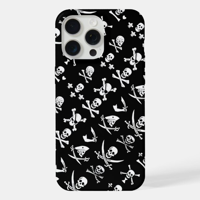 COQUE iPhone BANNIERES PIRATES NOIRS CRÂNE, OS CROISÉS, ÉPÉES (Verso)