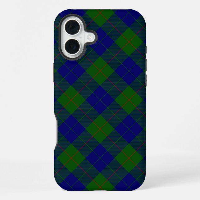 Coque iPhone Barclay tartan bleu vert carreaux (Verso)