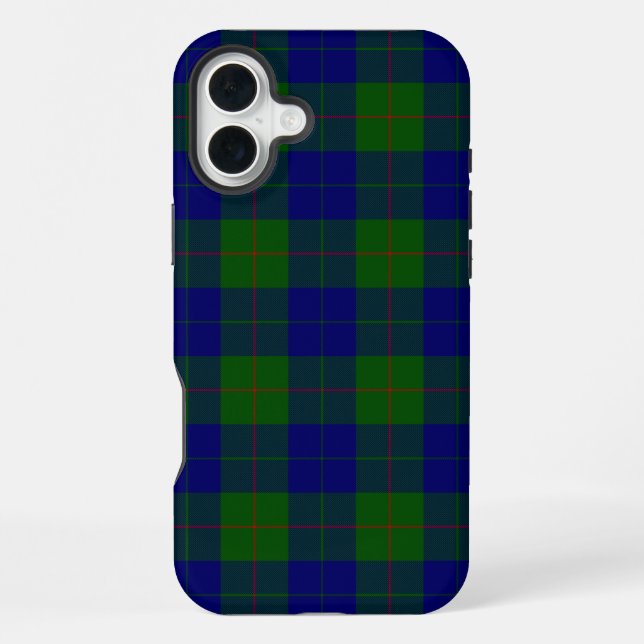 Coque iPhone Barclay tartan bleu vert plaid (Verso)