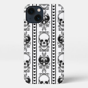 Etui iPhone 13 Baroque Crâne Motif blanc