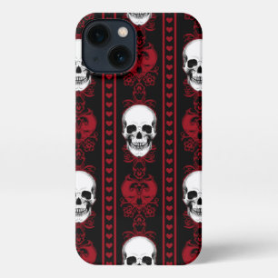 Etui iPhone 13 Baroque crâne Motif rouge