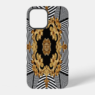 Coque iPhone 12 Baroque Doré : Ornement Chaînes Élégantes