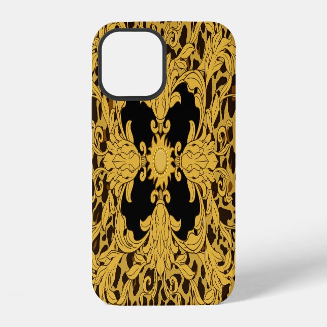 Coque iPhone Baroque Léopardé, Impression Animale Ornée (Verso)