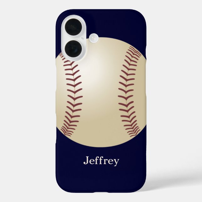 coque iphone, Baseball, Bleu, Nom personnalisé (Verso)