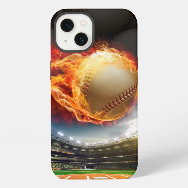 Coque iPhone Baseball en flammes (Verso)