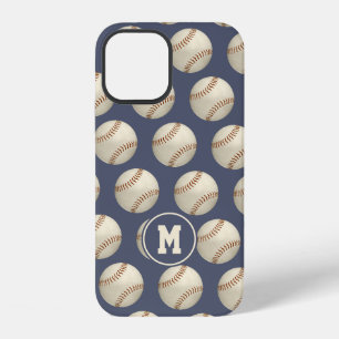Coque iPhone 12 Baseballs softballs motif monogrammés style usé