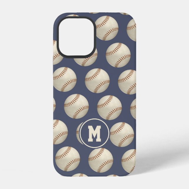 Coque iPhone Baseballs softballs motif monogrammés style usé (Verso)