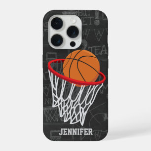 Coque iPhone 15 Pro Basket-ball et panneau personnalisés sur tableau n