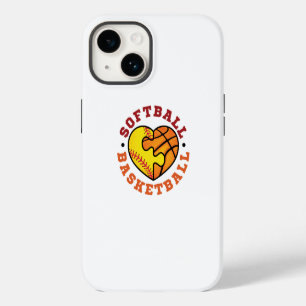 Coque Pour iPhone 14 Basket-ball Softball Cœur