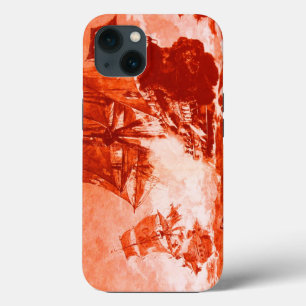 ETUI iPhone 13 BATAILLE DE BATEAU EN ROUGE