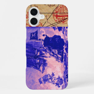 COQUE iPhone 16 PLUS BATAILLE DE BATEAU PIRATE / CARTES DE TRÉSOR PIRAT