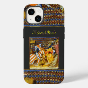 COQUE POUR iPhone 14 BATAILLE MÉDIÉVALE, CHEVALIERS LUTTANT À CHEVAL