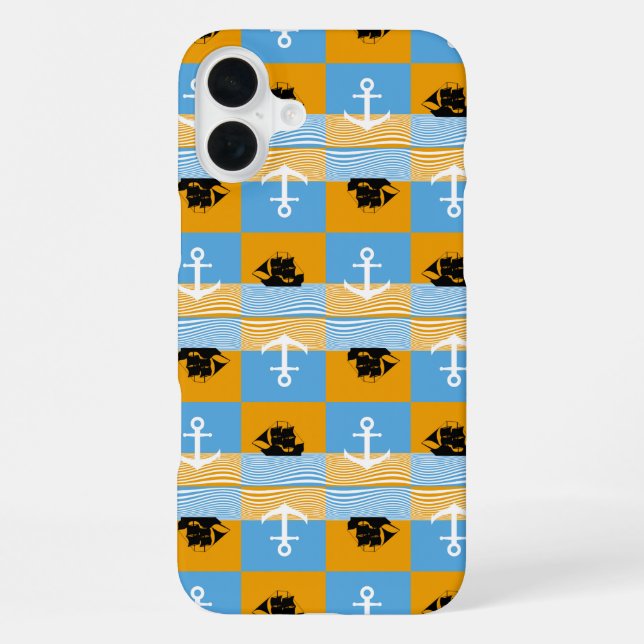Coque iPhone Bateau à voile et motif d'ancre (Verso)
