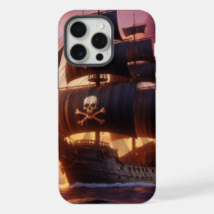 Coque iPhone 15 Pro Max Bateau pirate au lever/coucher du soleil
