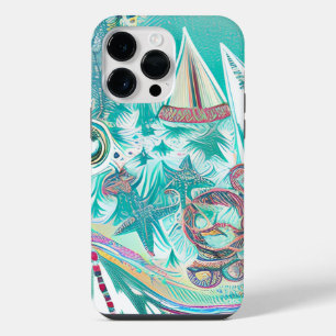 Coque Pour Pour iPhone 14 Pro Max Bateaux à voile et Créatures marines Art Abstrait