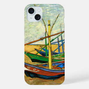 Coque iPhone 15 Plus Bateaux de pêche de Van Gogh sur la plage à Sainte