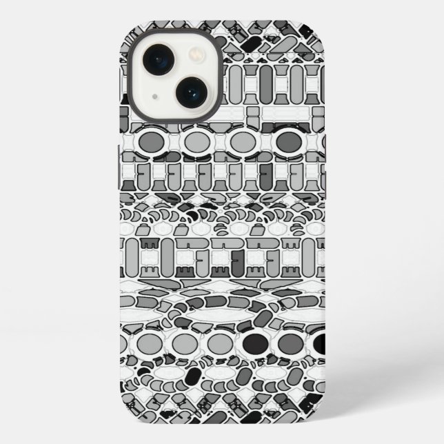 Coque iPhone Batik tribal - nuances de gris (Verso)