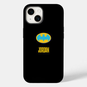 Coque Pour iPhone 14 Batman Rayures Cyan Symbole