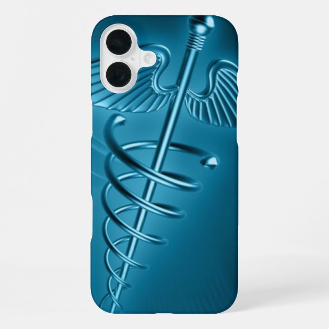 Coque iPhone Bâton bleu d'Asclépios (Verso)